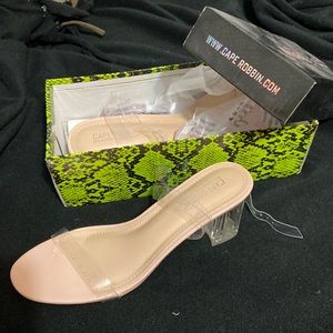 Size 9 never been worn Cape Robbin clear around ankle strap mid size heels